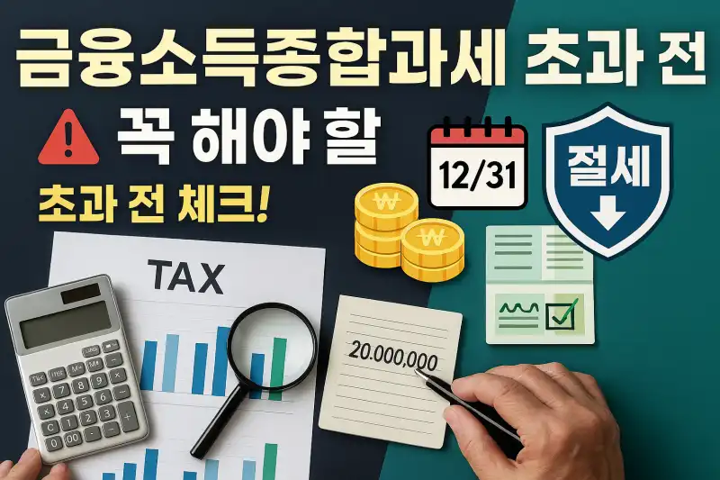 금융소득종합과세 초과 전 꼭 해야 할 절세 전략