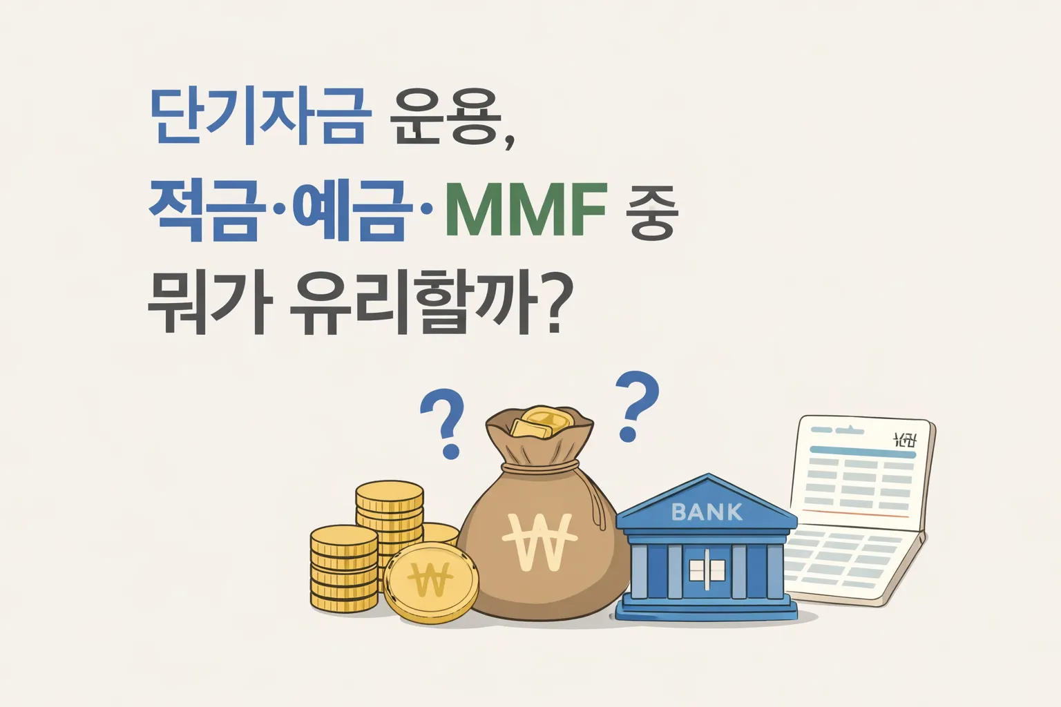 단기자금 운용, 적금·예금·MMF 중 뭐가 유리할까?