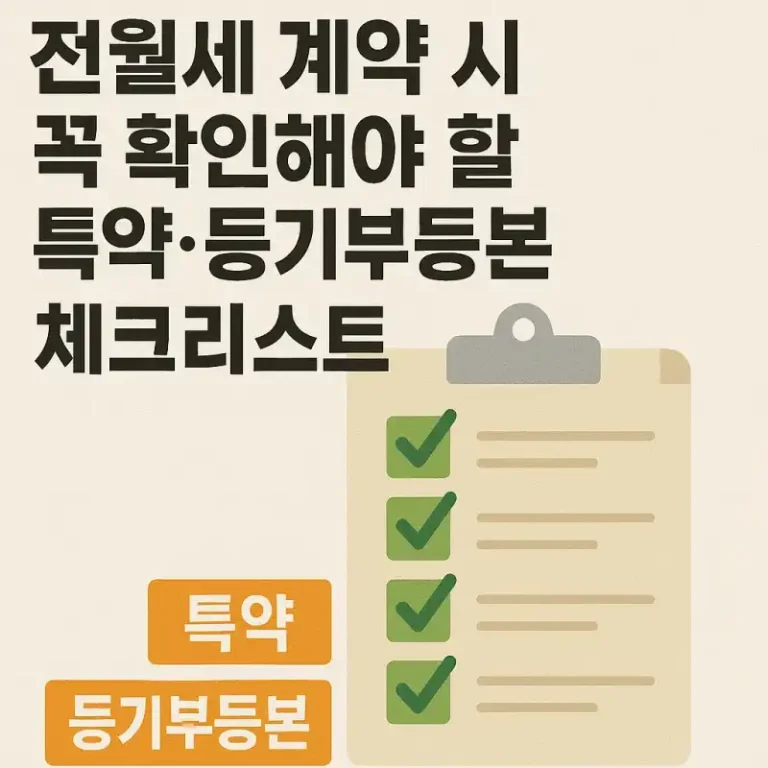 전월세 계약 시 꼭 확인해야 할 특약·등기부등본 체크리스트