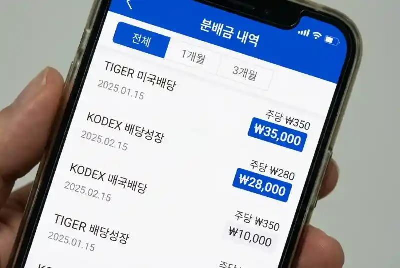 증권 앱 ETF 분배금 내역 화면 7