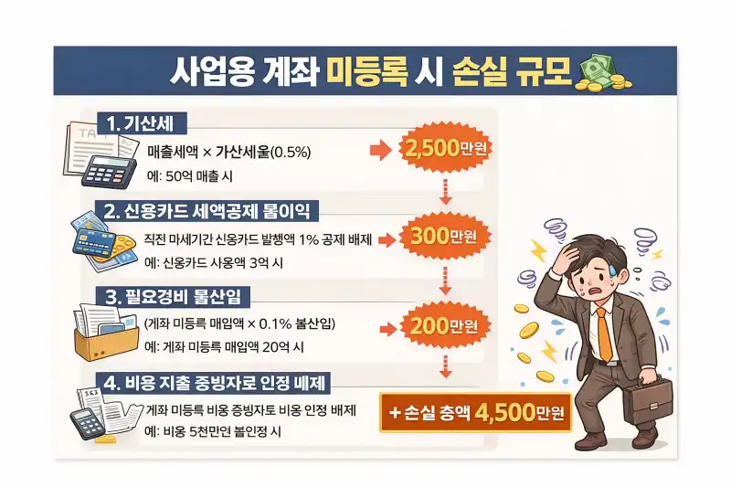 사업용 계좌 미등록 손해보나요?