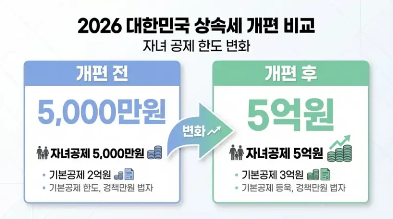 2026년 상속세 개편 전후 비교 인포그래픽