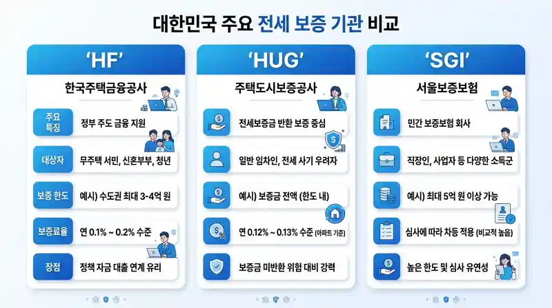  HF·HUG·SGI 비교 인포그래픽 