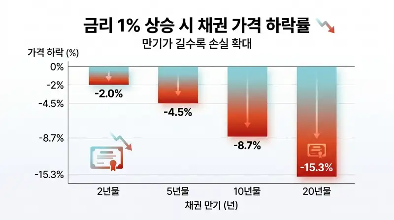 금리 상승 시 채권 가격 하락률 그래프