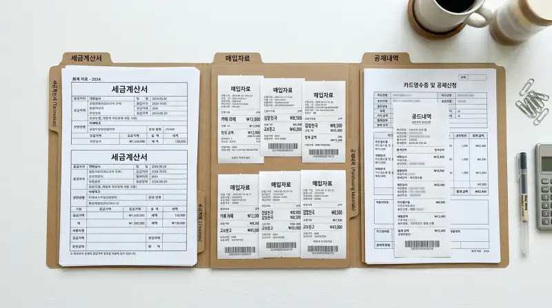 세금계산서 정리 플랫레이