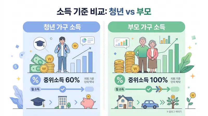 소득 기준 비교 인포그래픽