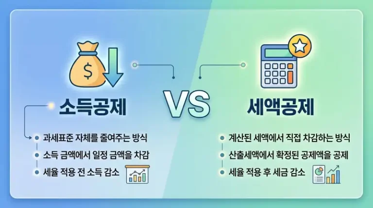 소득공제 vs 세액공제 비교 인포그래픽