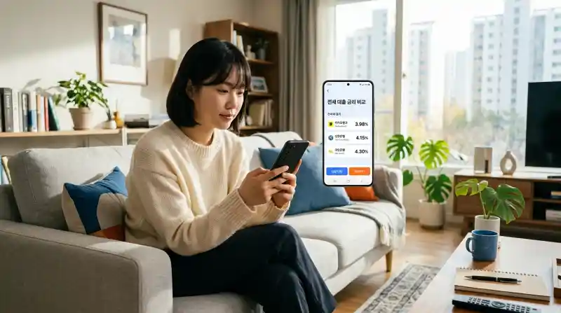 아파트 거실 금리 비교 장면