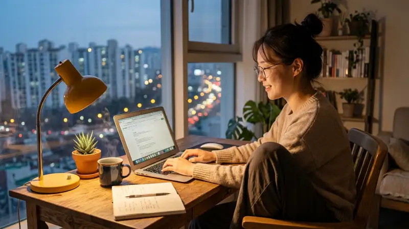 재택근무 부업 장면