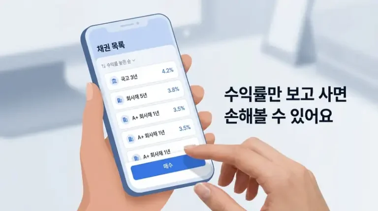 채권 매수 앱 화면 일러스트