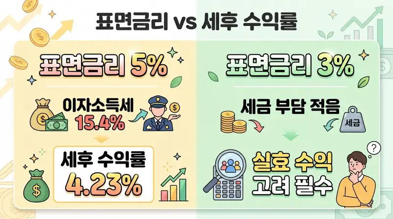 표면금리 vs 세후 수익률 비교