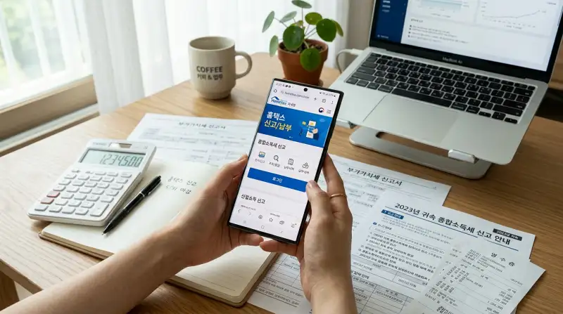 홈택스 모바일 신고 장면