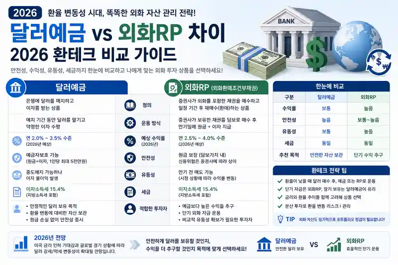 달러예금 외화RP 차이 2026 환테크 비교