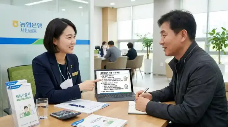 새희망홀씨 대출 자격을 확인하는 금융 상담 장면
