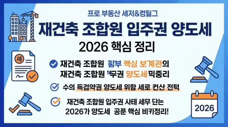 재건축 조합원 입주권 양도세 2026 총정리