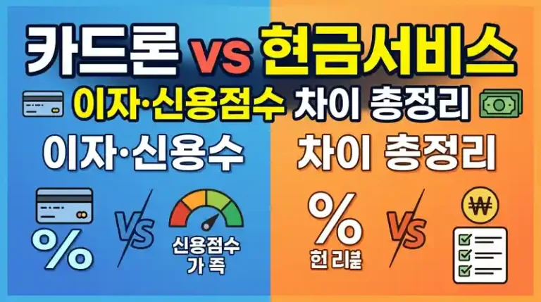 카드론 vs 현금서비스 차이 총정리