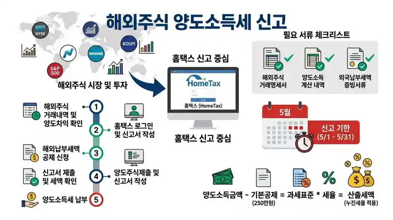 해외주식 양도소득세 신고 방법과 홈택스 절차