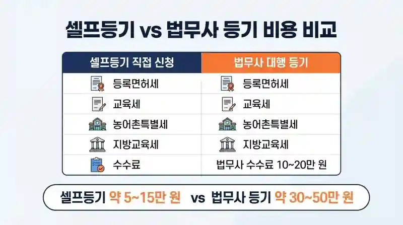 법무사 등기와 셀프등기 비용 비교