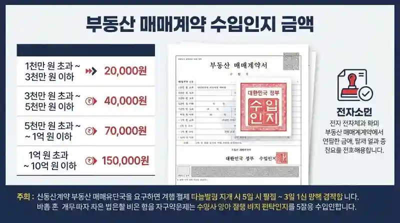 부동산 매매계약 수입인지 금액
