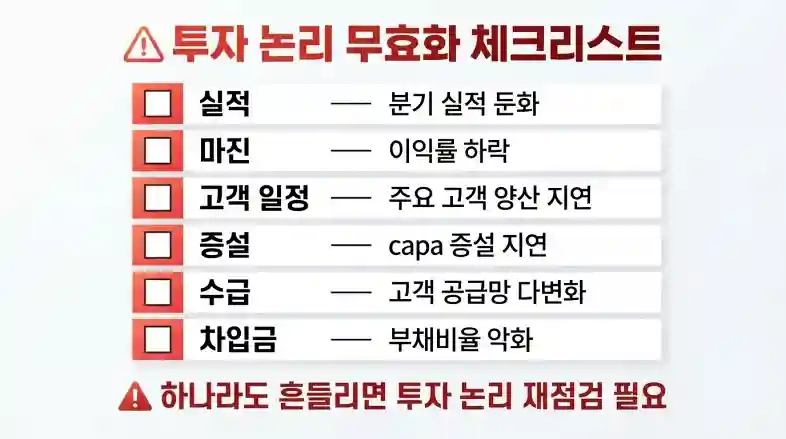 투자 논리 무효화 체크리스트