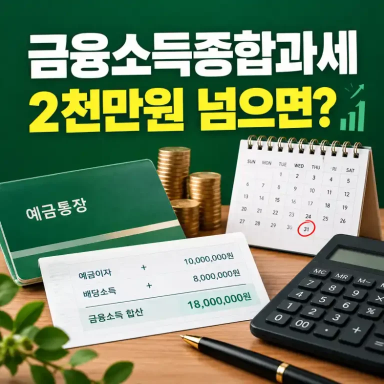 예금 이자와 배당을 합산해 금융소득 2천만원 기준을 계산하는 모습
