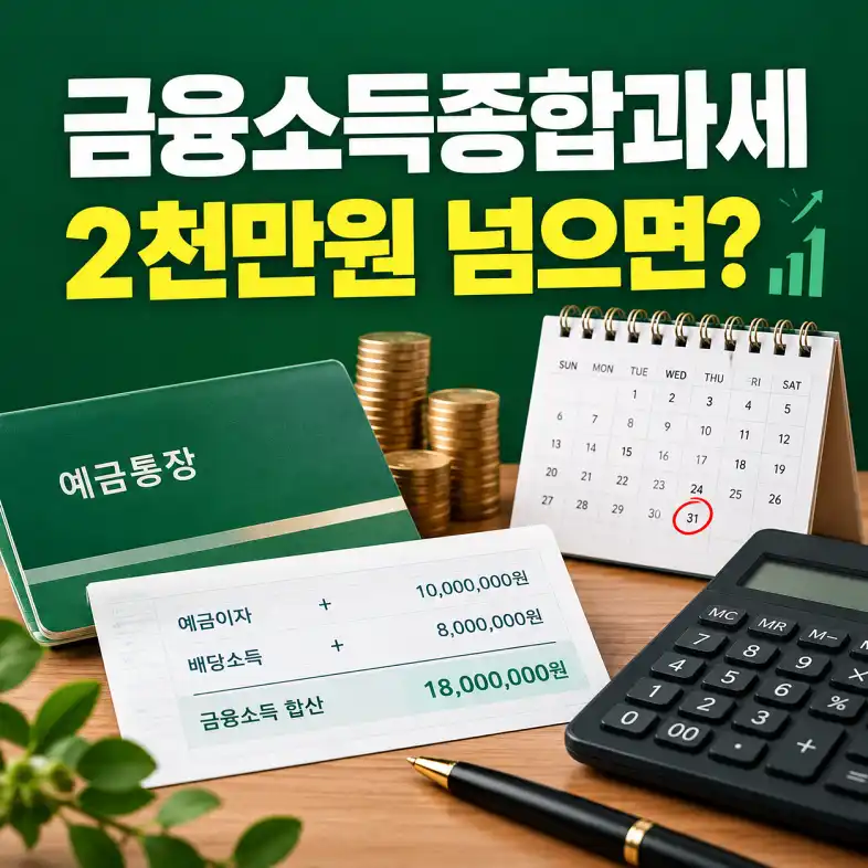 예금 이자와 배당을 합산해 금융소득 2천만원 기준을 계산하는 모습