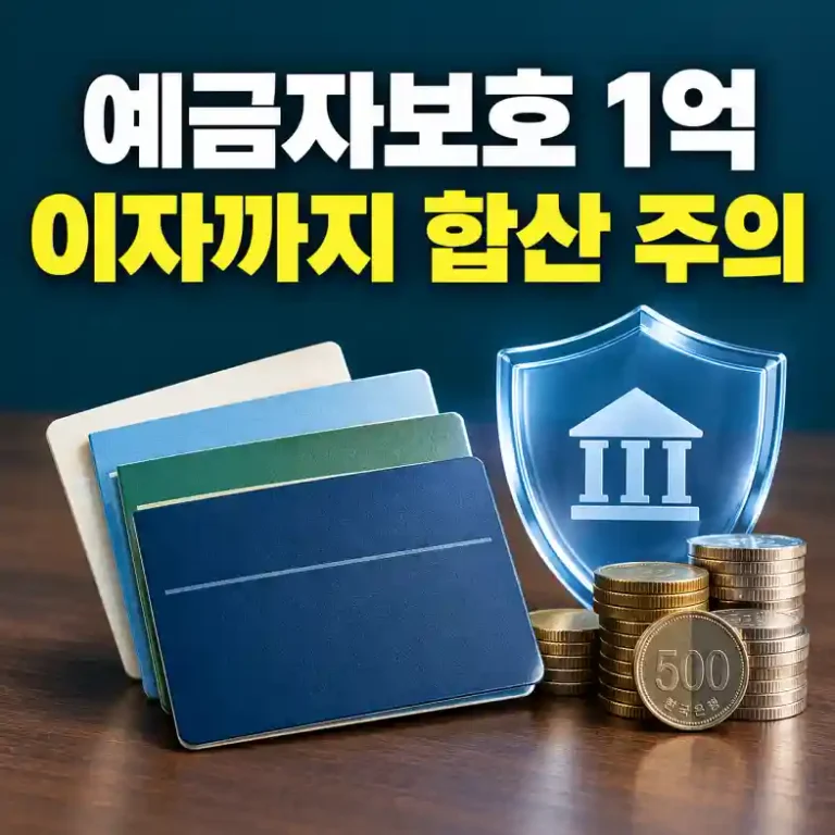 예금자보호한도 1억 원 기준으로 금융회사별 통장을 나눠 원금과 이자를 계산하는 모습